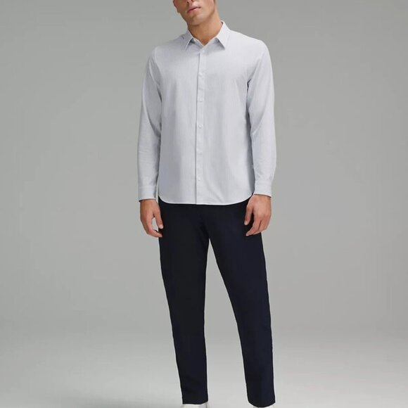 Lululemon New Venture Classic Fit LS Shirt ISWB Blue/White Thin Stripe - Picture 3 of 9